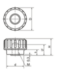 M3 16mm Black Dimple Knob Nut Japan Made technical drawing with dimensions and design details.