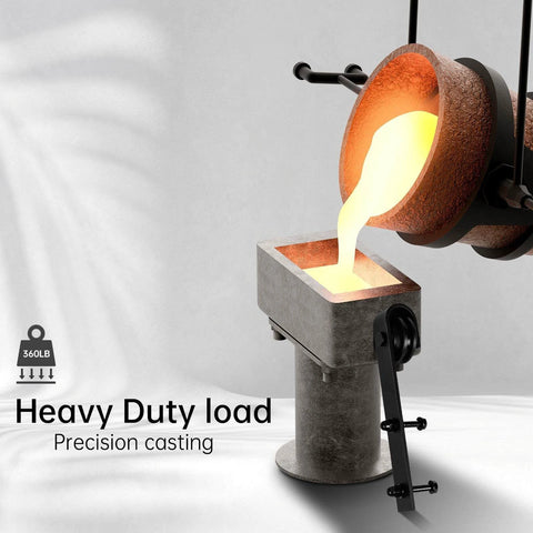 Molten metal being poured into a mold showing heavy duty load precision casting process.