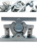 Spring-loaded toggle latch clamp in zinc-plated steel with dual compression springs and quick-release mechanism