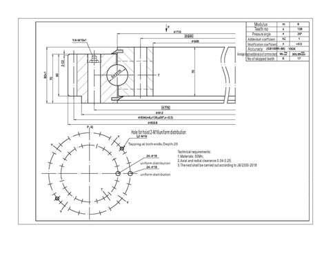 Rodamiento giratorio de bolas de cuatro puntos de contacto de 24 Inch  608x812x80mm - Engranaje exterior - Comprar rodamientos online - Envío rápido EEUU