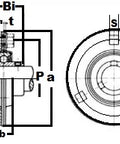 1-1/4" inch 3-Bolt Flanged Mounted SBPF207-20 Pressed Steel Housing Bearing - Comprar rodamientos online - Envío rápido EEUU