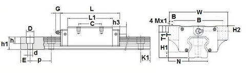 15mm 30 Rail Guideway System Flanged Square Slide Linear Motion - Comprar Rodamientos online - Envío rápido