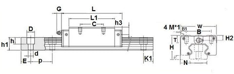 15mm 42.5 Rail Guideway System Square Slide Unit Linear Motion - Comprar Rodamientos online - Envío Rápido EEUU