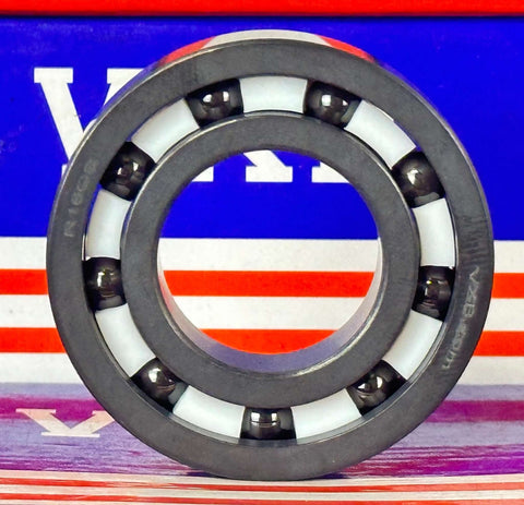 Rodamiento Cerámico Completo R16 SI3N4/SI3N4 PTFE - 1" ID x " OD x " Width mostrando la estructura cerámica.