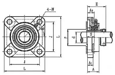 2 7/16" Rodamiento HCF212-39 Montado en Caja con Brida de 4 Pernos - Collarín Excéntrico - Comprar Rodamientos en línea - Envío Rápido EE.UU.