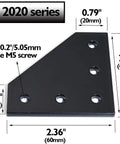 2020 Aluminio Negro Conector 90 Grados en forma de T, 60 x  x 4mm, tipo L, ranura en V, perfil de extrusión - Comprar Rodamientos online - Envío Rápido EEUU