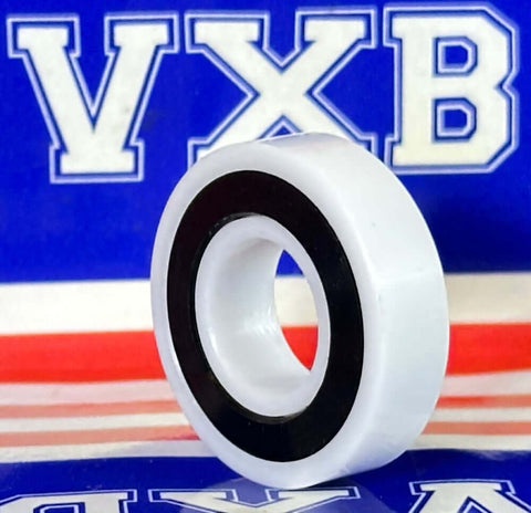 6900-2RS ZrO2/Si3n4 Full Ceramic Bearing PTFE based Grease, side view, showing the ceramic material and sealing ring.