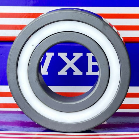 6207 Full Ceramic Bearing 35x72x17 Silicon Carbide in gray and white design, showcasing its unique ceramic structure.