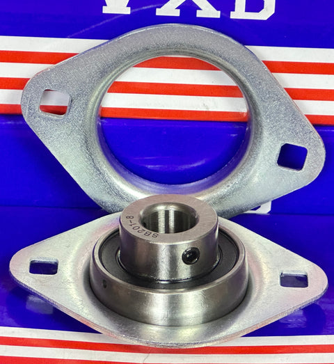 SBPFL201 Unidad de alojamiento de acero prensado Rodamiento con brida de 2 pernos y 1/2" - Comprar Rodamientos en línea - Envío rápido, EE.UU.