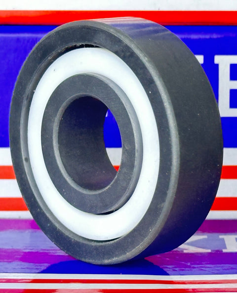 6304 Full Ceramic Bearing 20x52x15mm Silicon Carbide SiC on a colorful background.