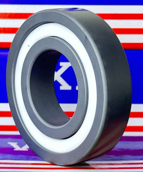 6207 Full Ceramic Bearing 35x72x17 Silicon Carbide on a colorful background showcasing its design and materials.