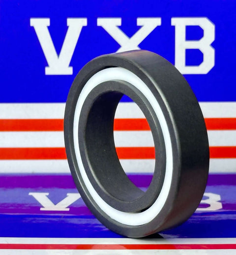 6905 Full Ceramic Bearing Silicon Nitride 25x42x9mm showing ceramic construction against a blue and red background.