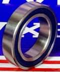 S6804-2RS Ceramic Bearing Si3N4 Sealed 20x32x7mm ABEC-5 side view of stainless steel hybrid bearing with blue seal.