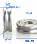 Rodamiento 4mm - Roller con ranura en U 13mm  4x13x4mm  Compra rodamientos online - Envío rápido a EE. UU.