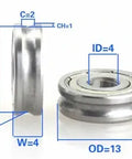 Rodamiento 4mm - Roller con ranura en U 13mm  4x13x4mm  Compra rodamientos online - Envío rápido a EE. UU.