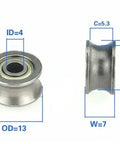 4mm Bore Bearing - 13mm Pulley U-Groove Track Roller Bearing 4x13x7mm - Buy Bearings online - Fast US Shipping