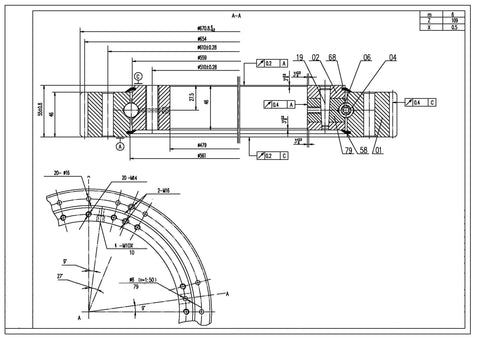 19 Inch Four-Point Contact 479x670.8x55mm Ball Slewing Ring Bearing - Outside Gear - Comprar Rodamientos online - Envío Rápido EEUU