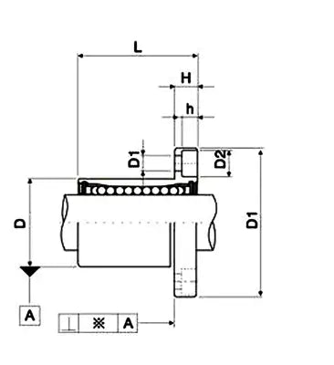 LMH30LUU Cojinete de bola 30mm Linear Motion  CNC  30x45x123 mm diagrama técnico con dimensions