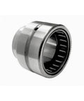 NKIS25 Needle Roller Bearing 25x47x22mm - Machined Type, angled view showing machined outer ring and roller needles
