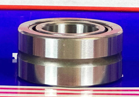 NKIS25 Needle Roller Bearing 25x47x22mm - Machined Type, side view showing machined craftsmanship and outer metal ring.