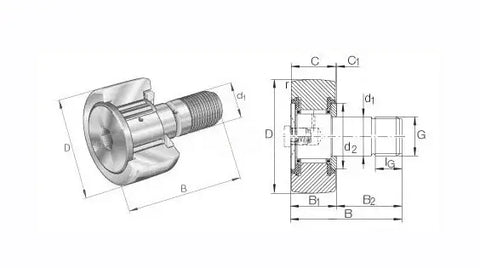Roller  Needle  Roller seguidor Roller NUCF16R  16x35x52mm  Compra rodamientos online - Envío rápido a EE. UU.