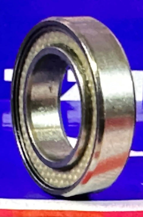 PTFE Sealed 6801-2TS Ball Bearing 12x21x5mm shown from a side view, featuring chrome steel and sealed design.