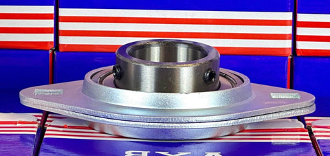 SBPFL208 Pressed Steel Bearing 2-Bolt 40mm Bore Flanged Mounted on display with packaging.