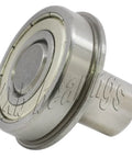1-1/8" inch Flanged Ball Bearing - 1/2" Diameter Integrated 1" Axle with visible chrome steel construction.
