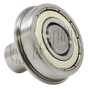 1/4" Flanged Ball Bearing - 1/8 diameter integrated 3/8 Axle showing its durable design and integrated components.