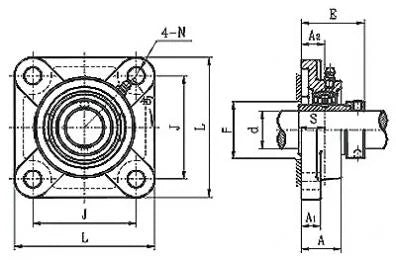 25mm Roulement HCF205 Roulement carré à collerette monté sur boîtier en fonte - Collier excentrique - Acheter des roulements en ligne - Livraison rapide aux Etats-Unis