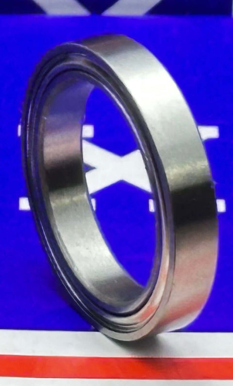 Premium 6703ZZ Thin Slim Bearing 17x23x4mm - Shielded Ball Bearing side view showcasing chrome steel construction.