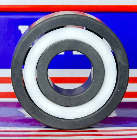 6304 Full Ceramic Bearing 20x52x15mm Silicon Carbide SiC on display with distinct black and white design.