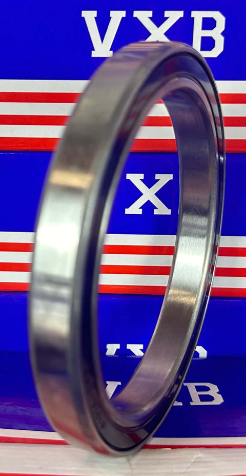 Close-up of 6818-2RS Bearing 90x115x13 Sealed Ball Bearing, showcasing the chrome steel ring and rubber seal.