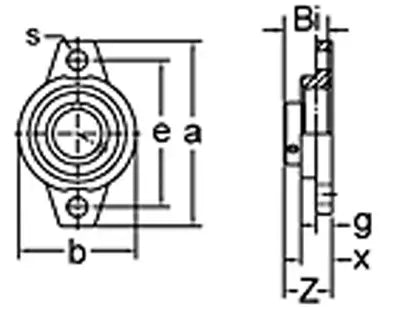 35mm Flange Bearing KFL007 Pillow Block Mounted Bearing technical drawing with dimensions.