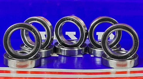 10-Pack Premium 6701-2RS 12x18x4 Sealed Bearings displayed from a front view, showcasing their chrome steel and sealed design.
