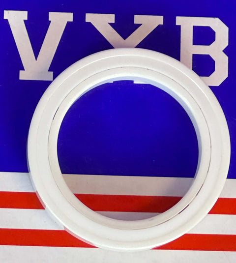 6806-2RS Full Ceramic Sealed Bearing 30x42x7mm ZrO2 front view with white PTFE seal and background logo.