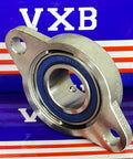 25mm Miniature Flanged Block Stainless Steel Mounted Bearing in silver with blue seal and flanged design.