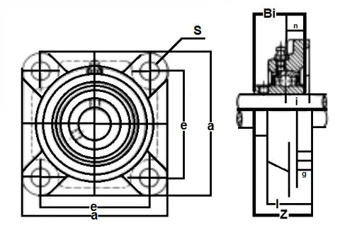 60mm Roulement UCF212 + Roulement carré à collerette monté sur boîtier en fonte - Achetez des Roulements en ligne - Livraison rapide aux Etats-Unis