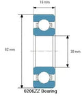 6206ZZ Roulement 30x62x12mm Roulement à billes - Achetez des Roulements en ligne - Livraison rapide aux Etats-Unis