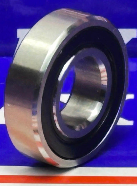 SR8-2RS Hybrid Ceramic Bearing 1/2" x 1-1/8" x 5/16" inch Sealed ABEC-5 side view showing stainless steel and rubber sealing.