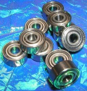 10-Pack R156ZZ Bearings 3/16" x 5/16" x 1/8" inch Miniature Shielded Ball Bearings stacked on a blue background.