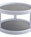 Organizer da cucina antiscivolo a doppio strato da 10" - Design rotante a 2 livelli - Altezza 5" con superficie antiscivolo grigia.