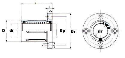 Boccola di Linear Motion rotonda FLANGIATA 25mm  LBF25UU - Acquistare cuscinetti online - Spedizione rapida in Italia