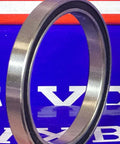 6708-2rs Sealed Metric Slim Bearing 40x50x6mm seen from the side, showcasing the durable chrome steel and rubber seals.