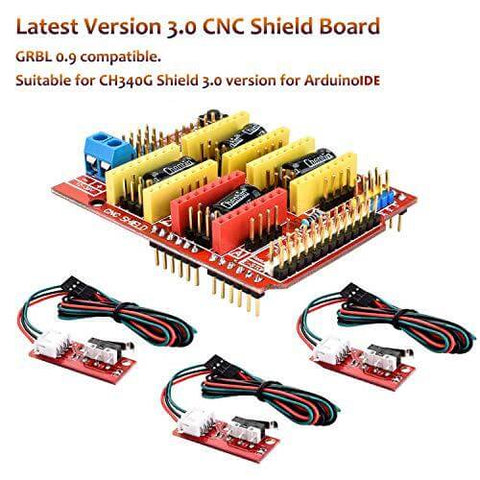 Controller CNC per stampanti 3D Ardiuno CNC kit - per Arduino IDE, GRBL CNC Shield Board+RAMPS 1.4 Interruttore meccanico Endstop DRV8825 A4988 Stepper Motor Driver Nema17 Stepper Motor LKB02, Nero - Acquistare cuscinetti online - Spedizione veloce in Italia