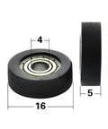 Cuscinetto per puleggia in poliuretano 4x16x5mm - Pneumatico nero 16mm - Acquistare cuscinetti online - Spedizione veloce in Italia