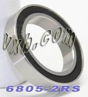 Premium 6805-2RS Bearing 25x37x7mm Sealed Ball Bearing close-up view showcasing chrome steel and rubber seals.