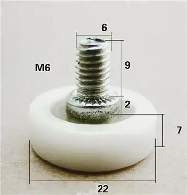Cuscinetto a sfera in nylon piatto - Pneumatico in plastica bianco da 22mm per porte e finestre scorrevoli - Acquistare cuscinetti online - Spedizione rapida in Italia