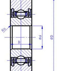 Technical drawing of LR201NPP Track Roller Bearing 12x35x10mm - Sealed Cam Follower