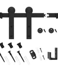 2.5FT Super Mini Sliding Barn Door Hardware Kit for Single Cabinet Doors, I Shape Hanger, carbon steel components displayed